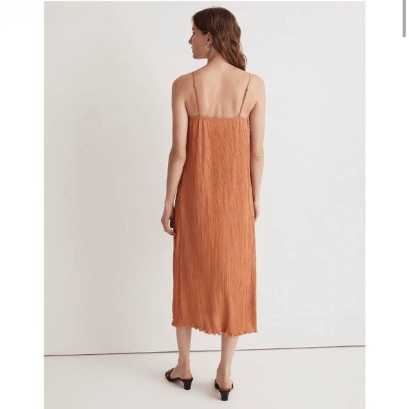 Madewell The Goldie Dress in Plissé Sunset Haze Orange Size 0 - Picture 2 of 8